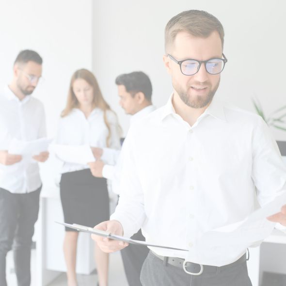 business colleagues are talking in the office corridor.office weekdays